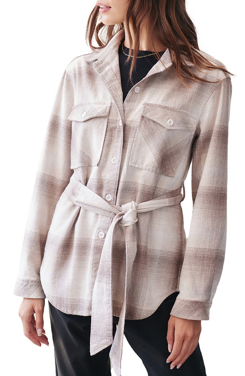 Bella Dahl Plaid Belted Cotton Blend Jacket, Main, color, 