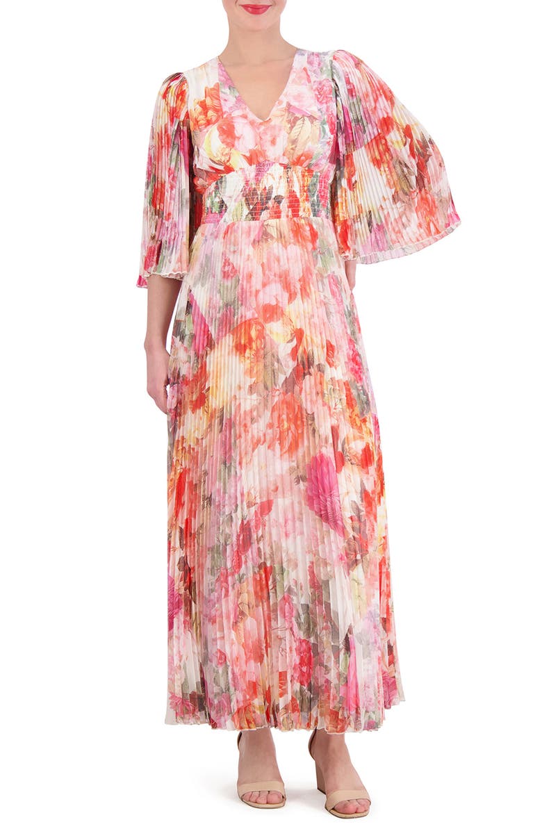 Vince Camuto Floral Print Pleated Chiffon Maxi Dress | Nordstrom Vince Camuto Floral Print Pleated Chiffon Maxi Dress | Nordstrom