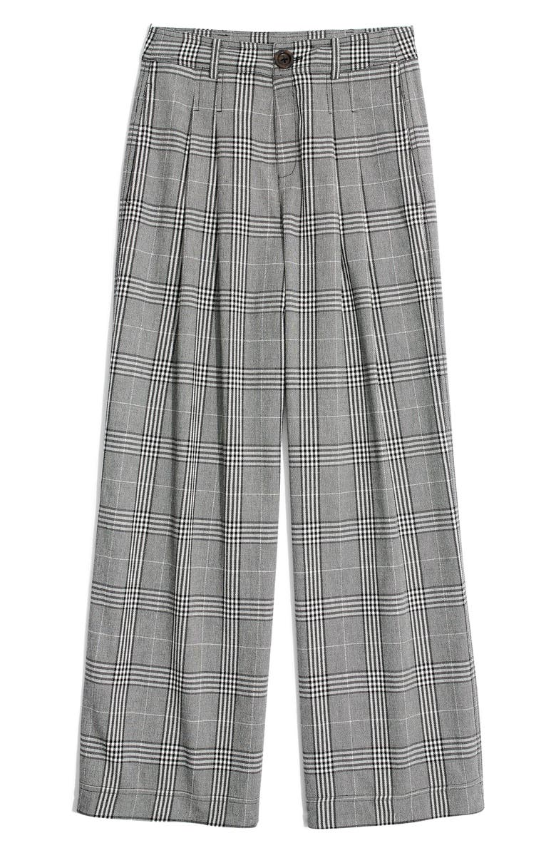 Madewell Plaid Pleated Wide Leg Pants, Alternate, color,