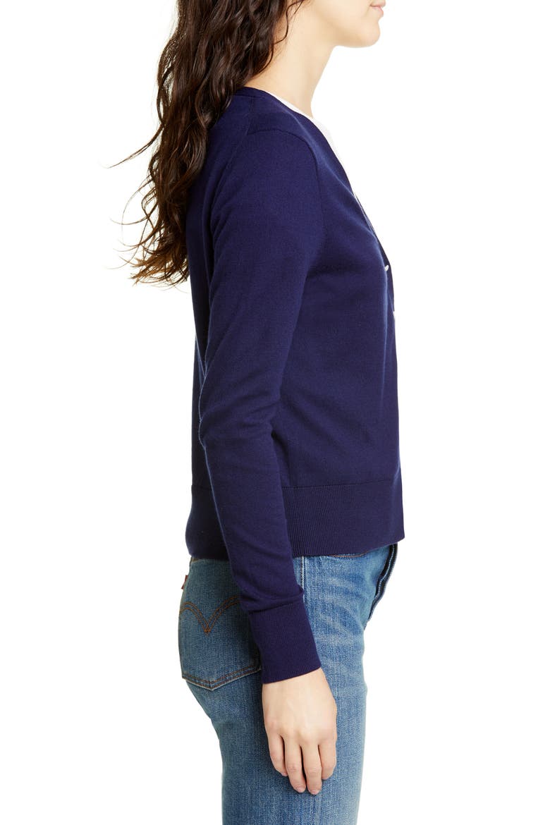 Crop Cotton Blend Cardigan, Alternate, color, NAVY