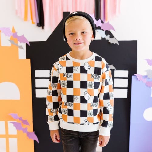 Sweet Wink Boo Checkered Halloween Sweatshirt In Multi