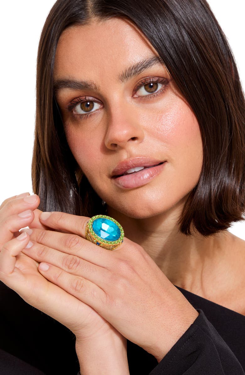 Kurt Geiger London Oval-Cut Chunky Cocktail Ring, Alternate, color, Turquoise