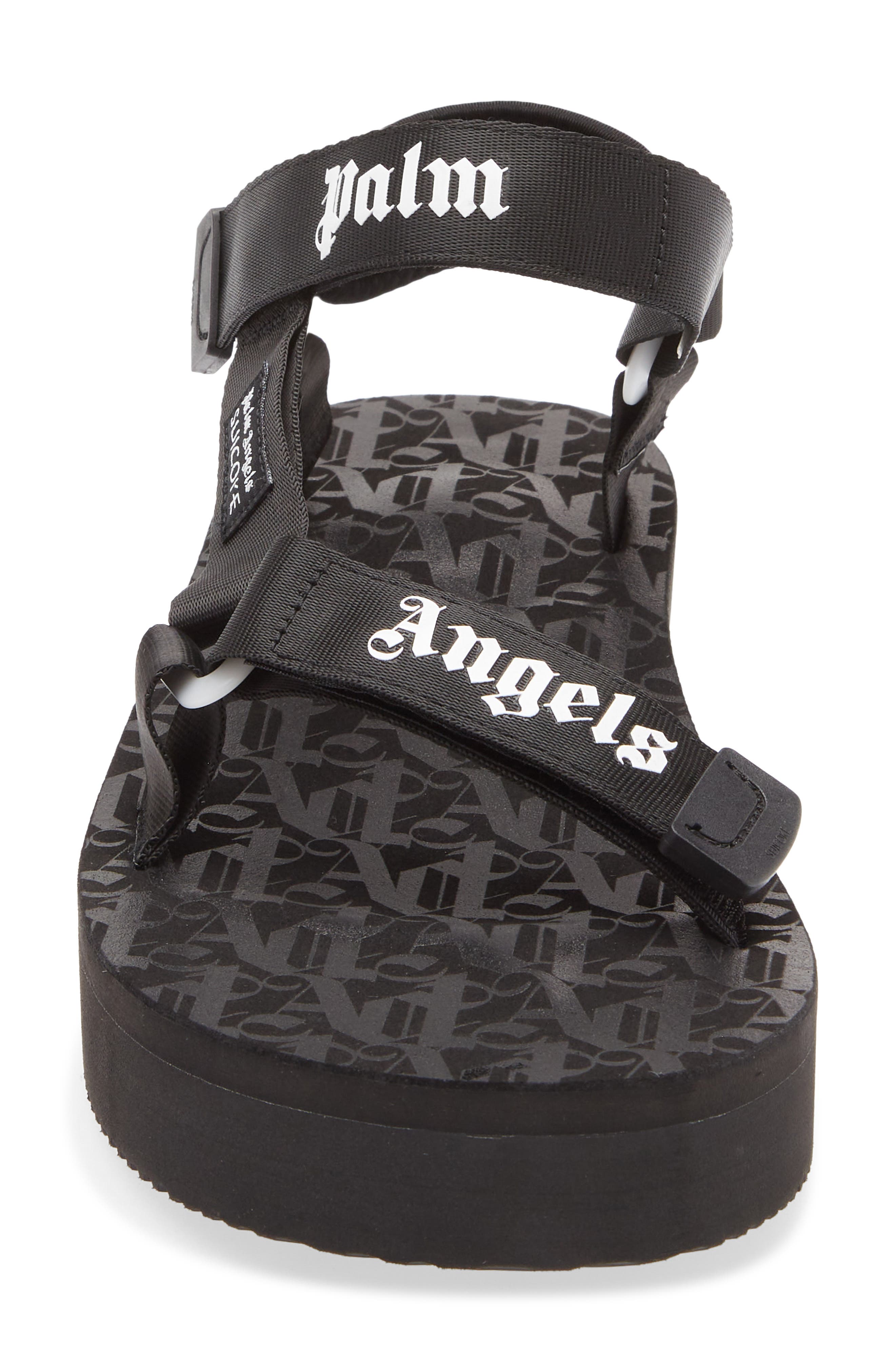 Palm Angels Logo Sandal, Alternate, color, Black/White
