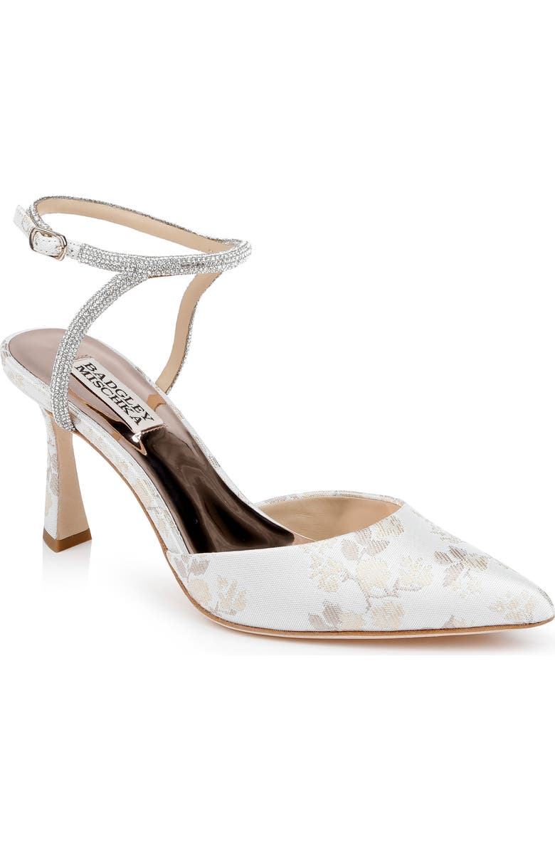 Badgley Mischka Bridal Badgley Mischka Collection Kamilah Ankle Strap Pump, Main, color, Ivory Jacquard