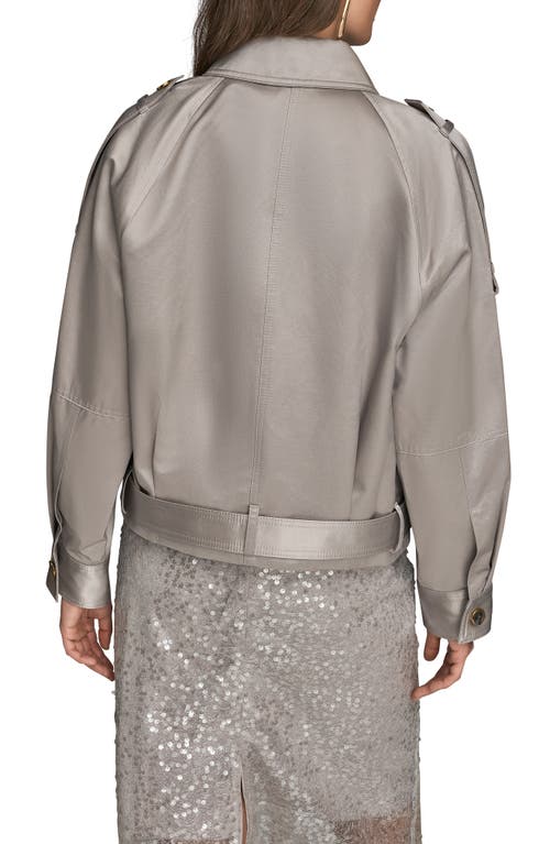 Donna Karan New York Pocket Cotton Blend Zip Jacket In Silver