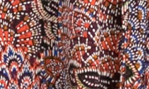 Nina Leonard Boat Neck Midi Dress In Rust Multi