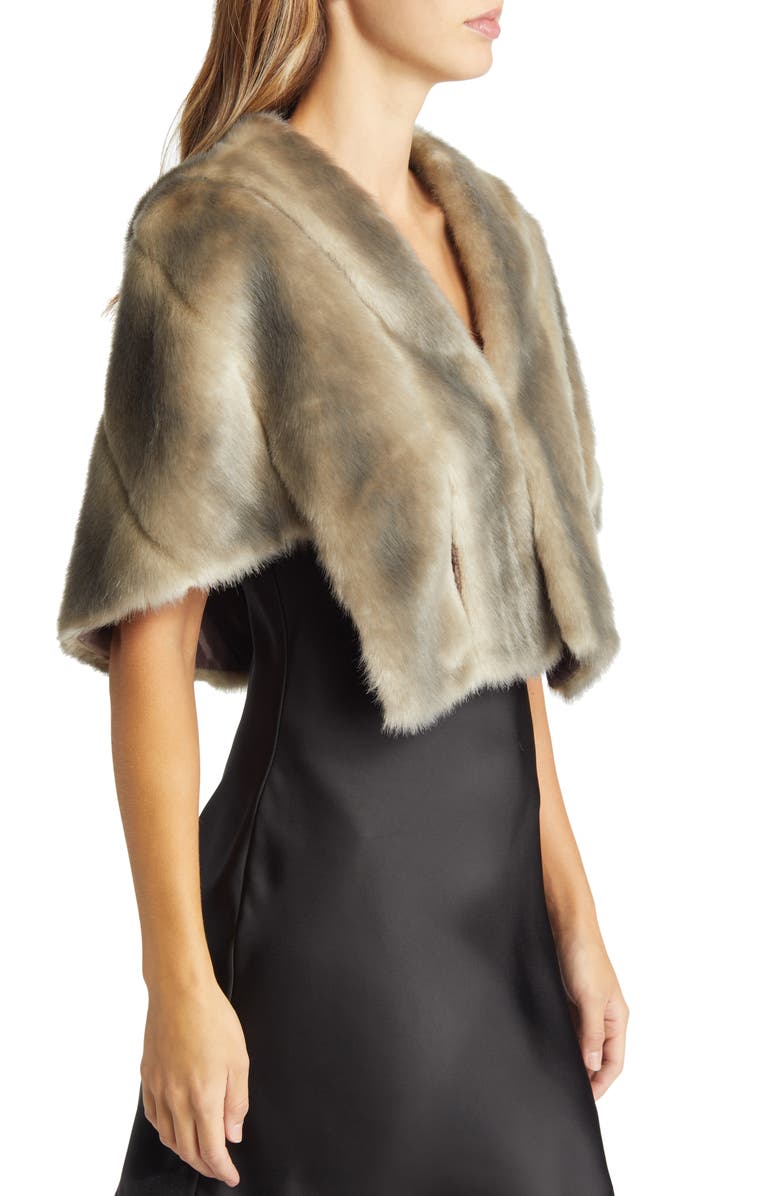 Eliza J Faux Fur Capelet, Alternate, color, Grey