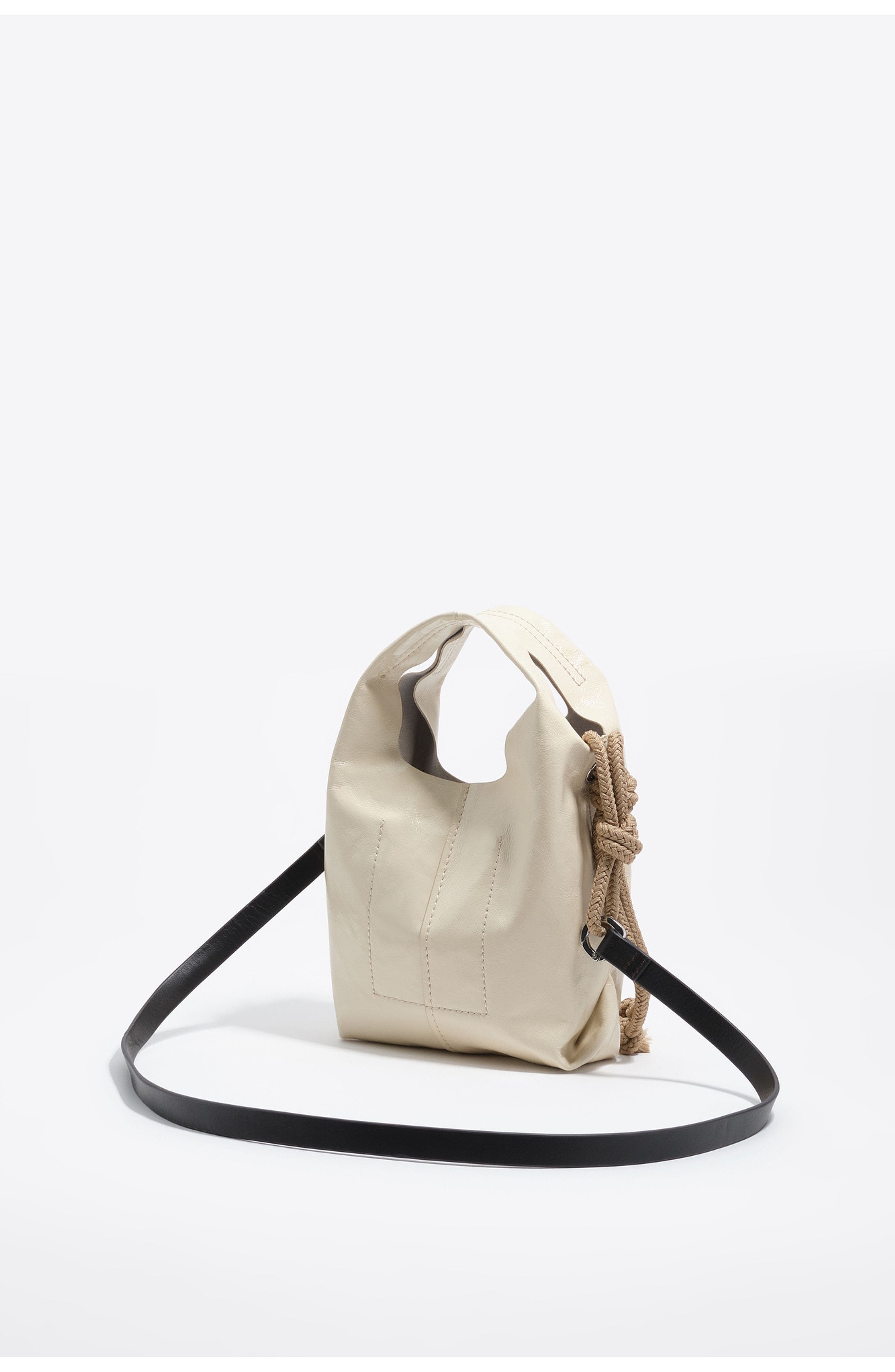 Leather Mini Paper Bag SS26, Alternate, color, IVORY