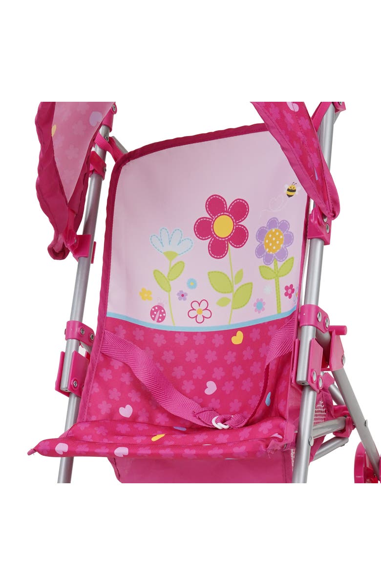 509 Garden Doll Stroller W/ Retractable Canopy, Safety Harness, Storage Basket, Alternate, color, Pink