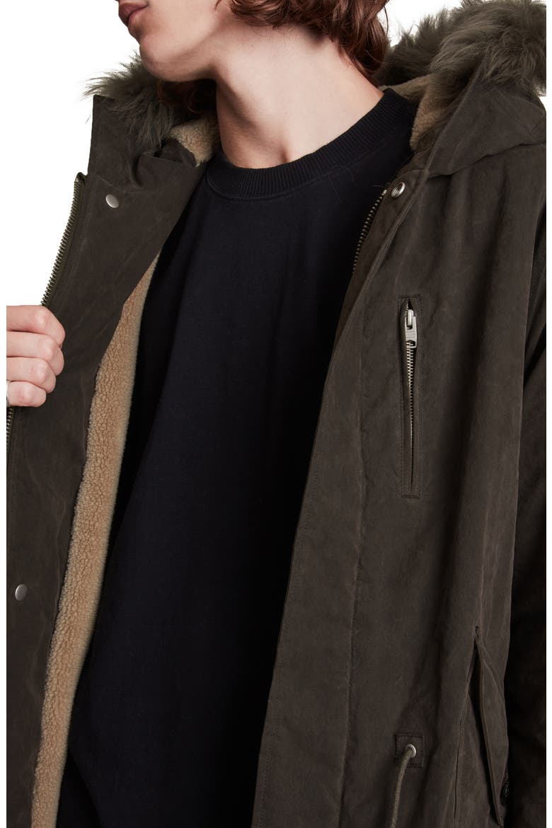 Coln Fleece Lined Waxed Parka with Faux Fur Trim, Alternate, color, DULL KHAKI