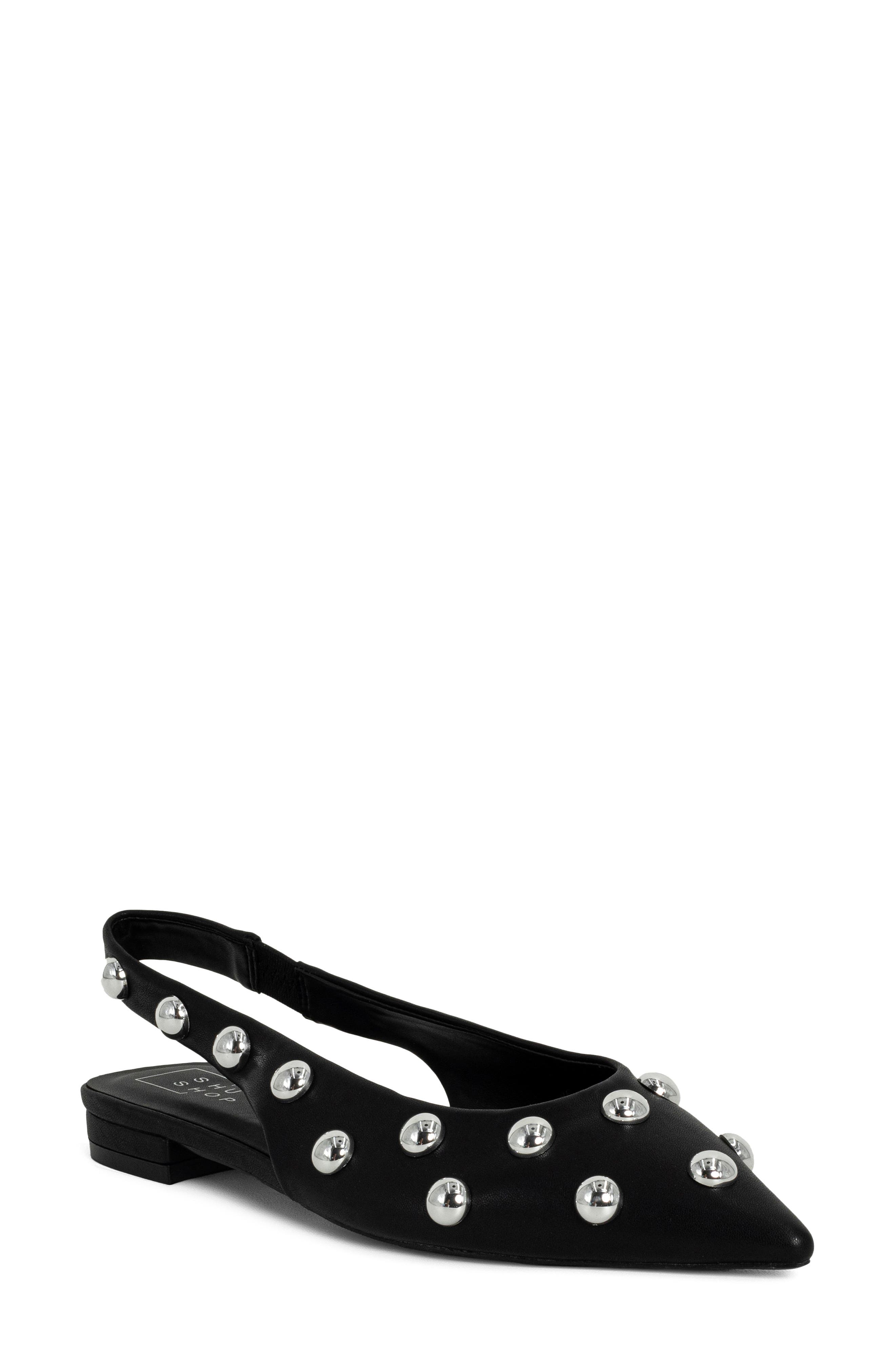SHUSHOP Arizona Slingback Flat, Main, color, Black