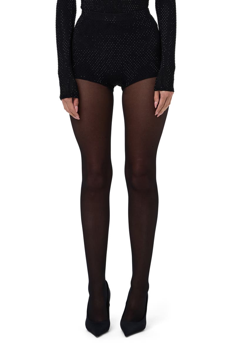 Naked Wardrobe Rhinestone Hot Shorts, Main, color, Black