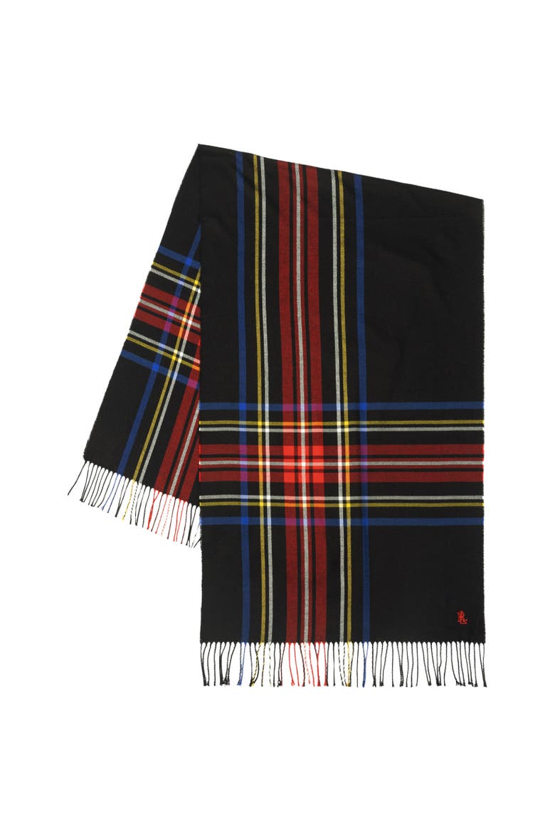 exploded plaid scarf, Main, color, black stewart
