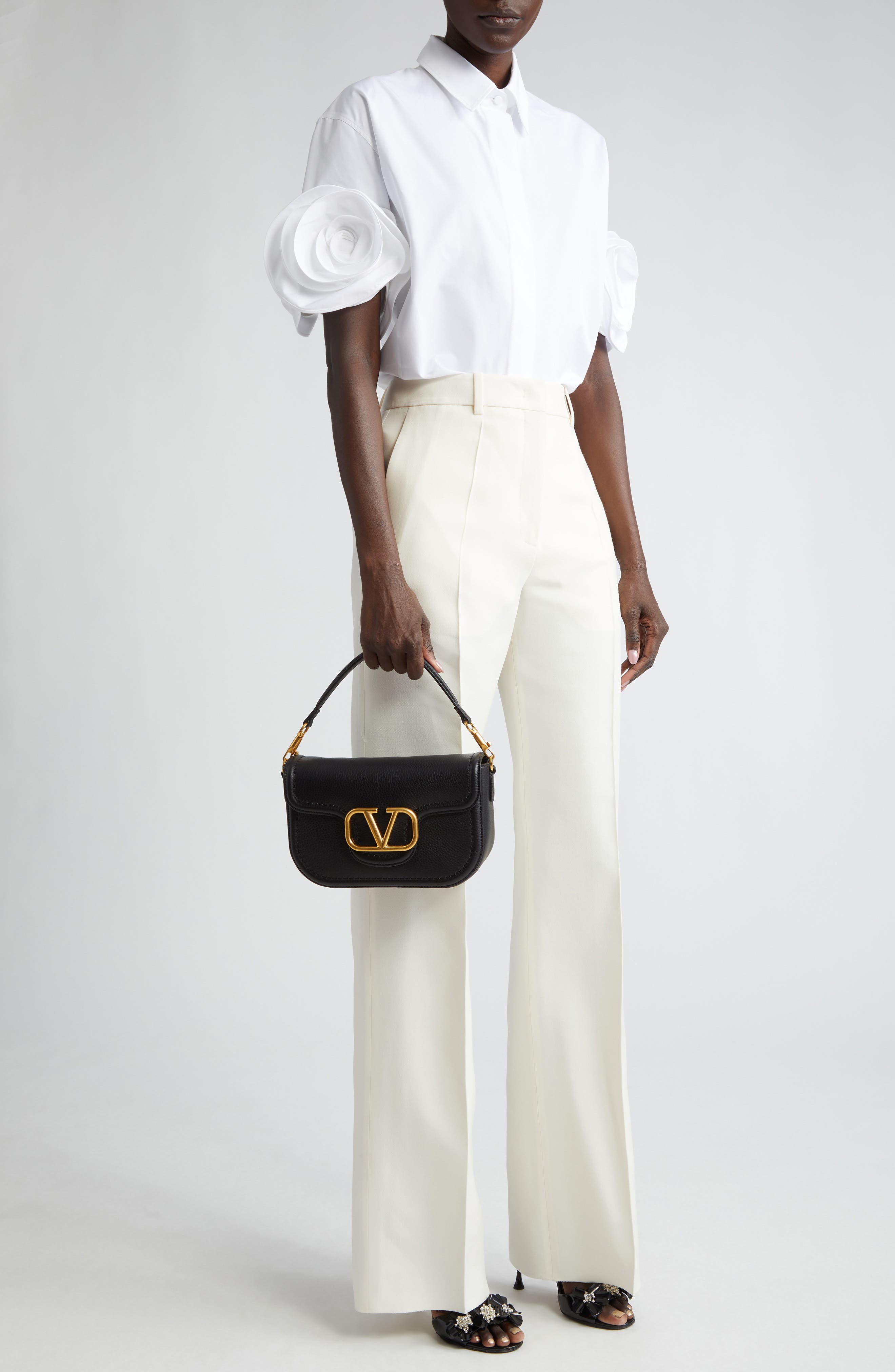 Valentino Garavani Leather Shoulder Bag, Alternate, color, 0No Nero