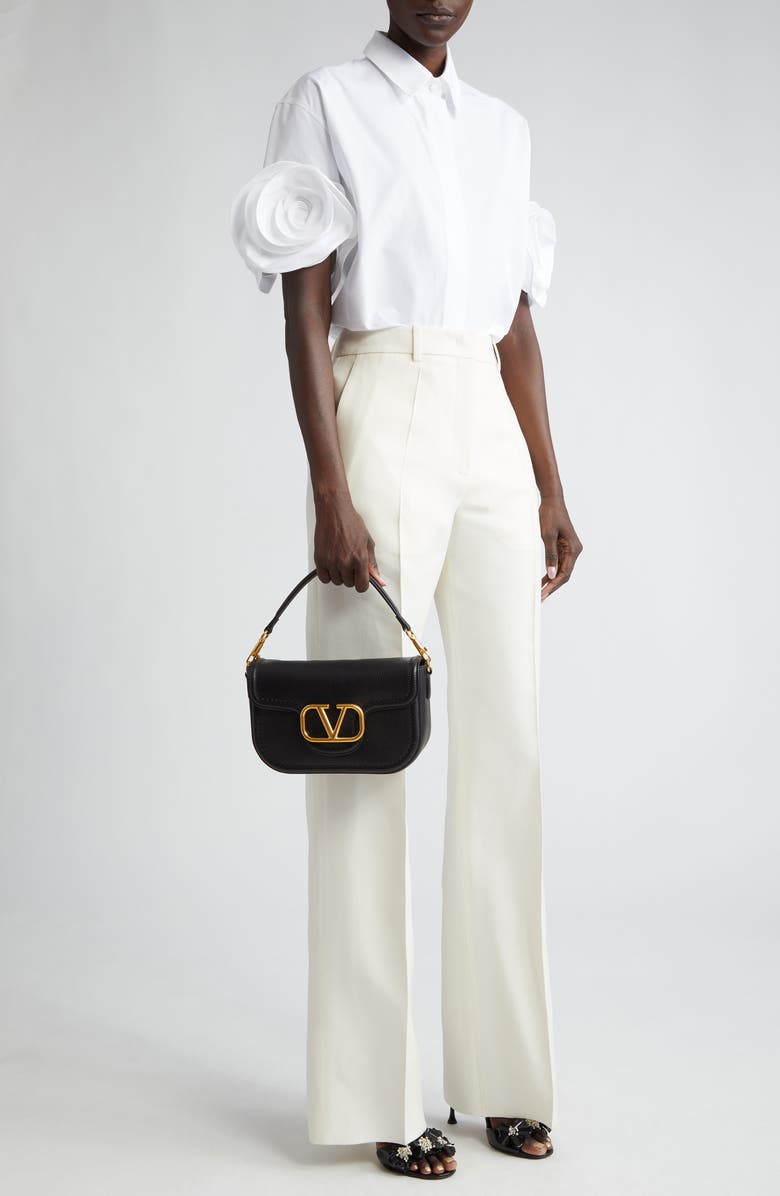 Valentino Garavani Leather Shoulder Bag, Alternate, color, 0No Nero