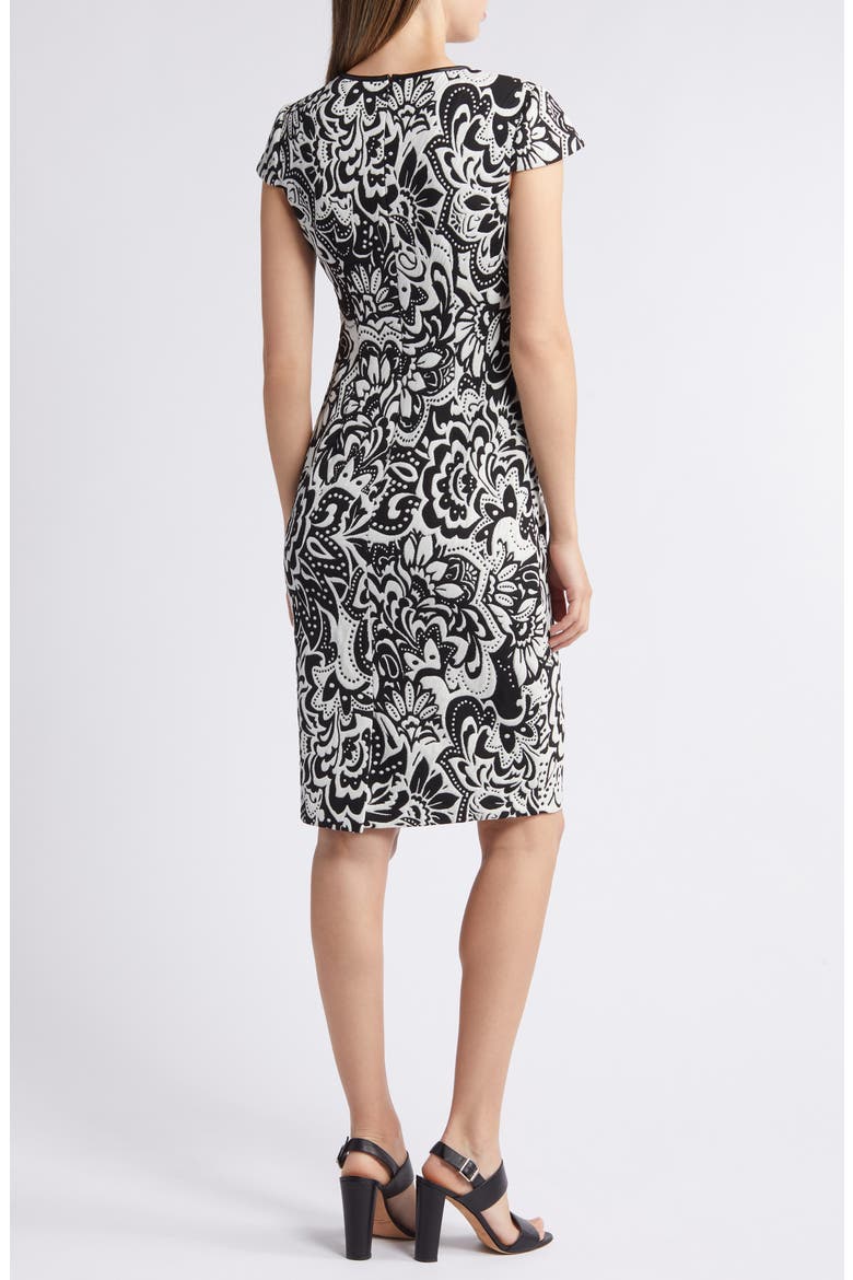 Floral Jacquard Knit Sheath Dress, Alternate, color, IVORY/ BLACK