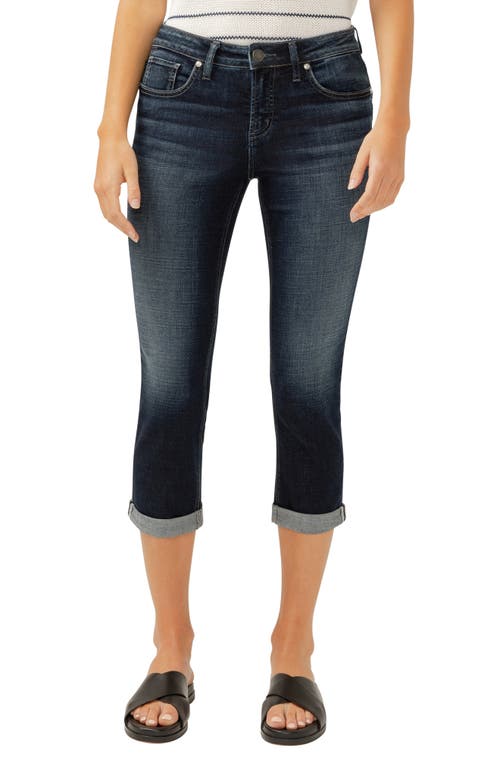 Shop Silver Jeans Co. Elyse Curvy Mid Rise Capri Jeans In Indigo