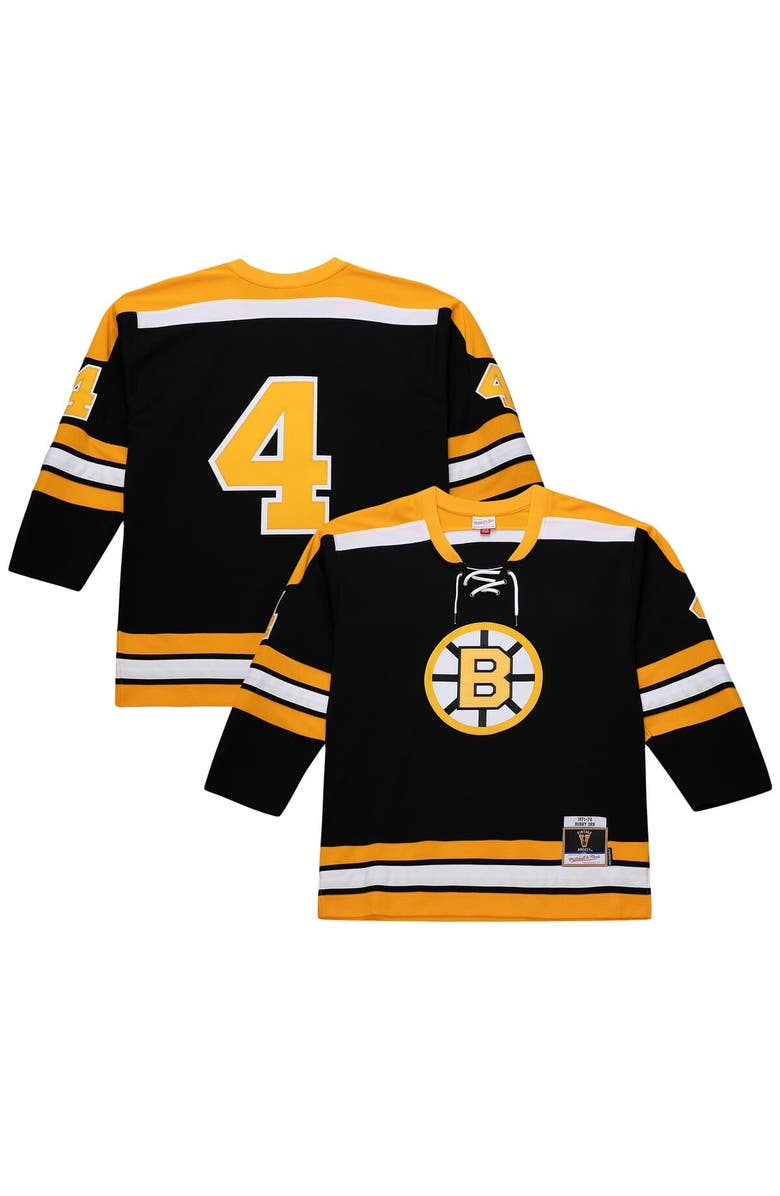 Mitchell & Ness Men's Mitchell & Ness Bobby Orr Black Boston Bruins Big & Tall 1971/72 Blue Line 2.0 Jersey, Alternate, color, Black