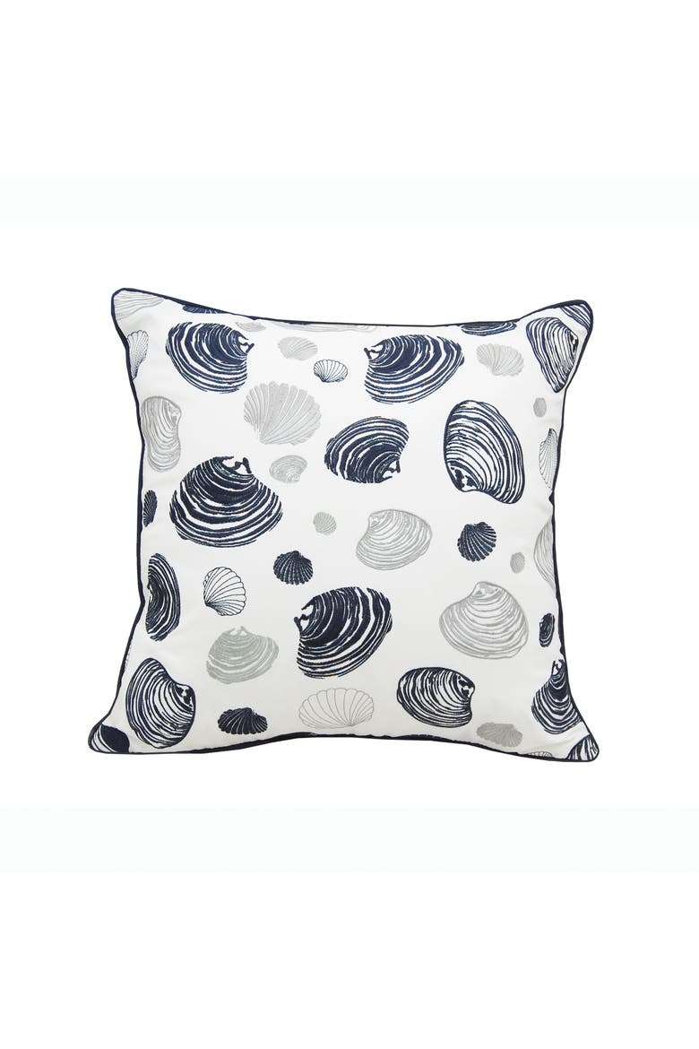 Clam Pattern Indoor/Outdoor Accent Throw Pillow, Main, color, Blue