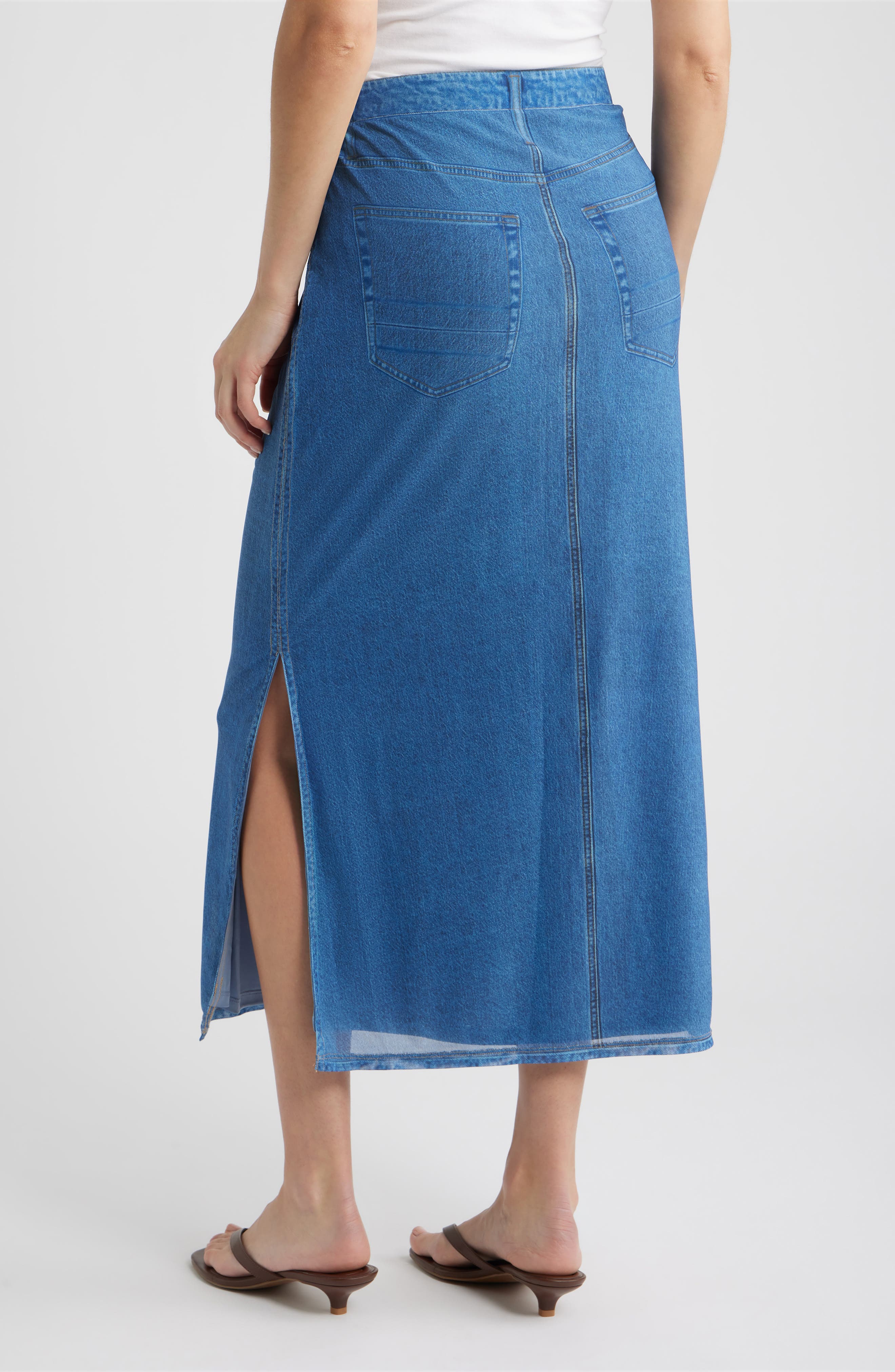 Denim Mesh Maxi Skirt - image 2
