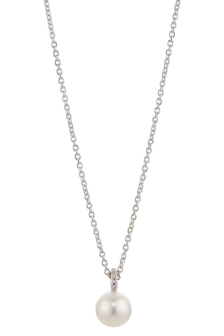 Freshwater Pearl Pendant Necklace, Main, color, PEARL/ RHODIUM