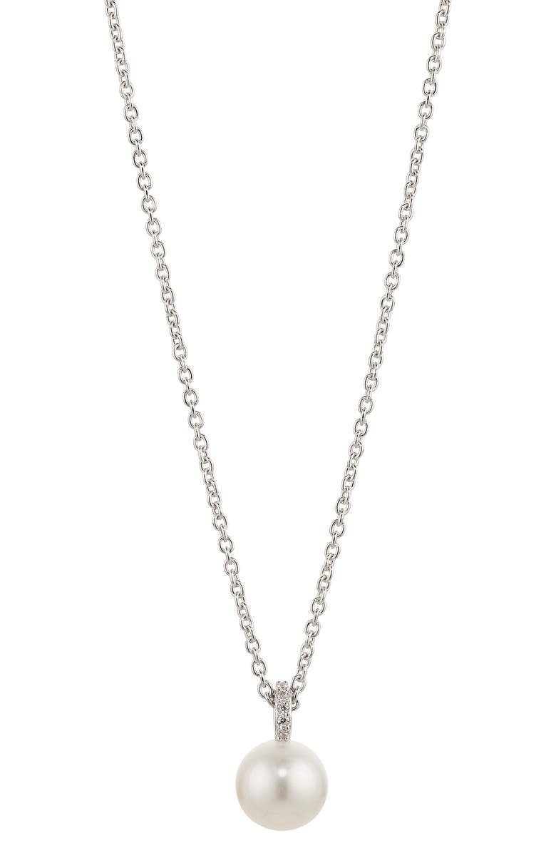 Nadri Freshwater Pearl Pendant Necklace, Main, color, Pearl/ Rhodium