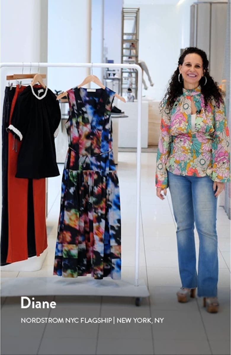 Kiran Print Tie Waist Sleeveless Dress, sales video thumbnail