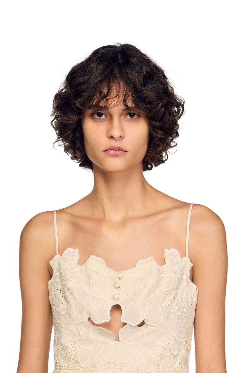 SANDRO Guipure maxi dress, Alternate, color, Ecru