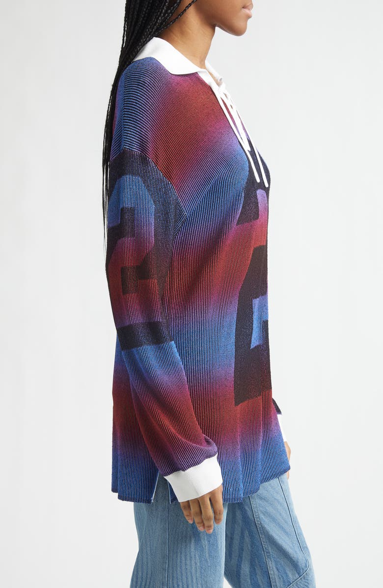 Paolina Russo Illusion Oversize Rib Rugby Polo, Alternate, color, Red/ Blue