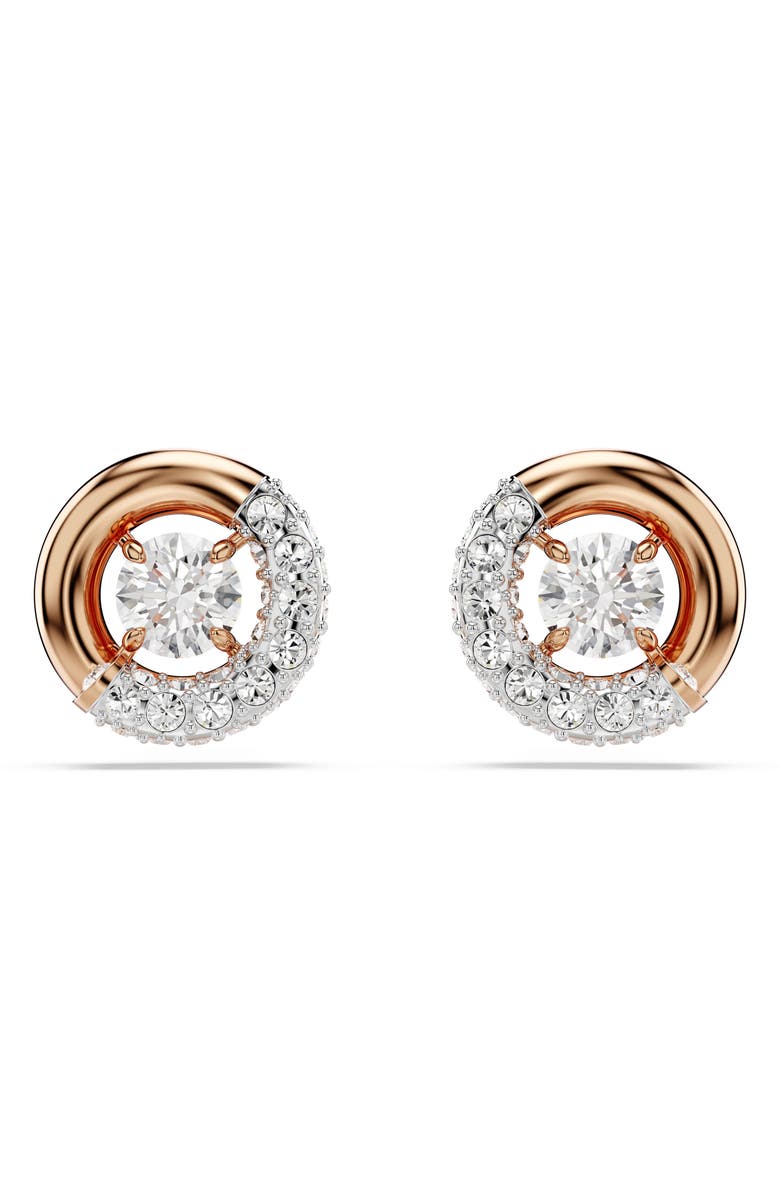 Swarovski Dextera Dancing Crystal Stud Earrings, Alternate, color, Rose Gold