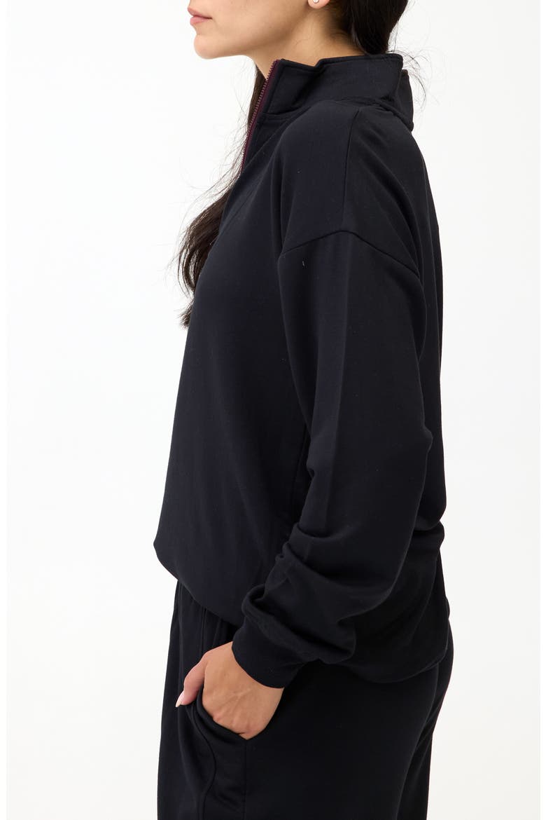 Nyla Fleece Half Zip Pullover, Alternate, color, BLACK/ ULTRA MAROON