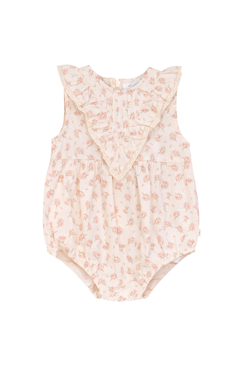 Cotton Printed V Shape Yoke Bubble, Main, color, Pink