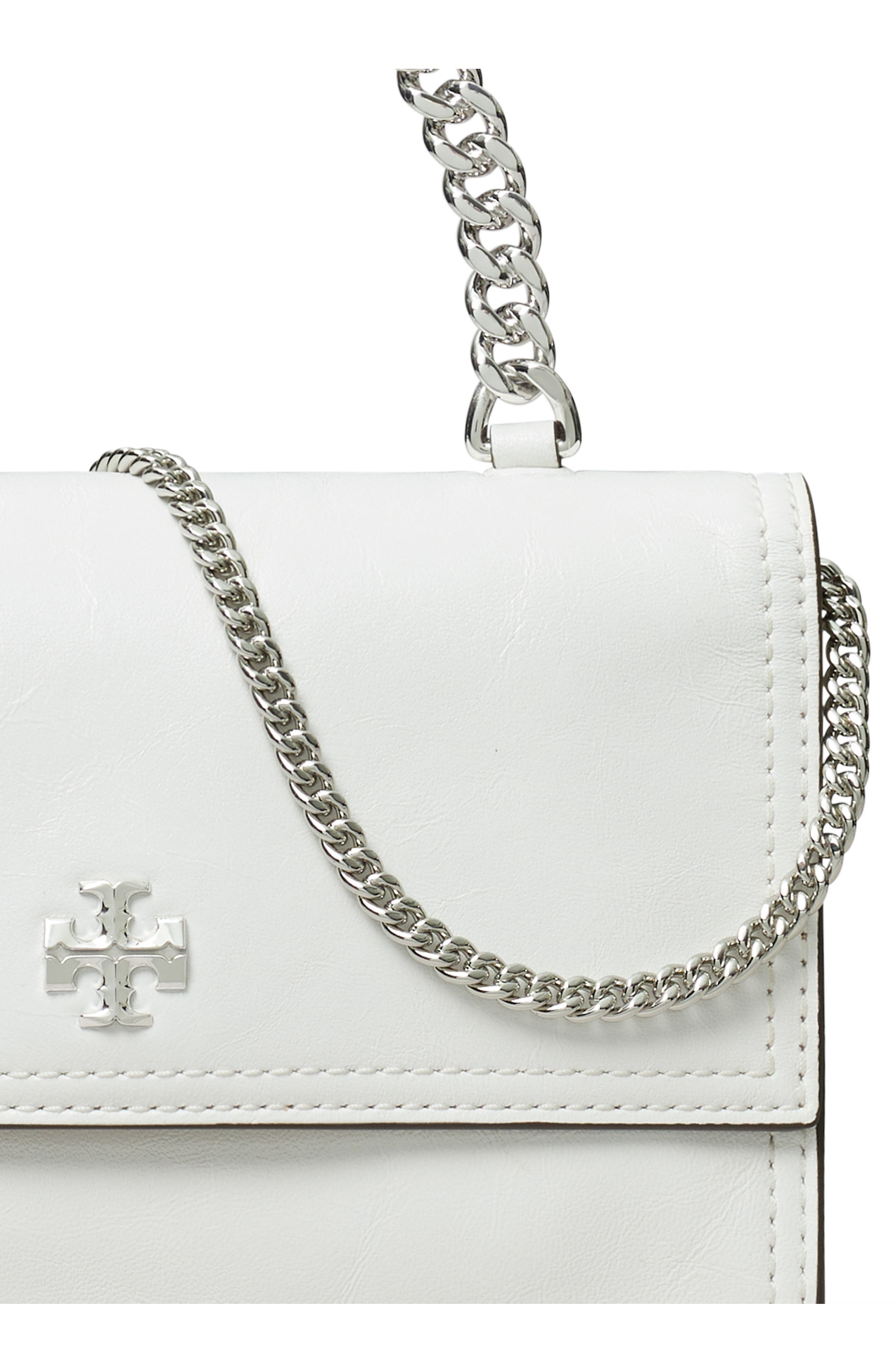 Kira Distressed Mini Top Handle Wallet on a Chain, Alternate, color, BIANCO