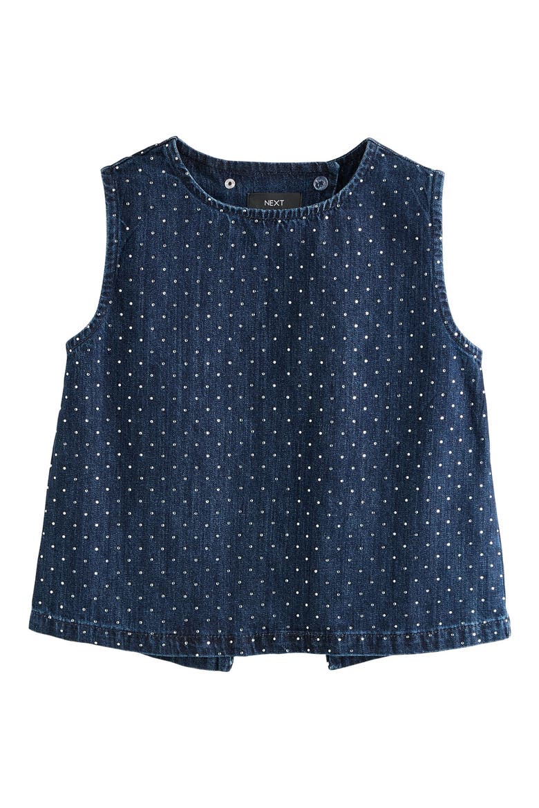 Hot Fix Diamante Denim Shirt, Main, color, BLUE