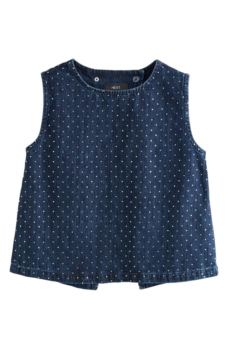 NEXT Hot Fix Diamante Denim Shirt, Main, color, Blue