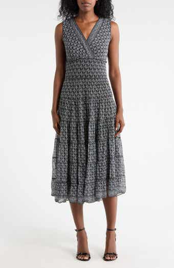 MAX STUDIO V-Neck Sleeveless Mesh Midi Dress