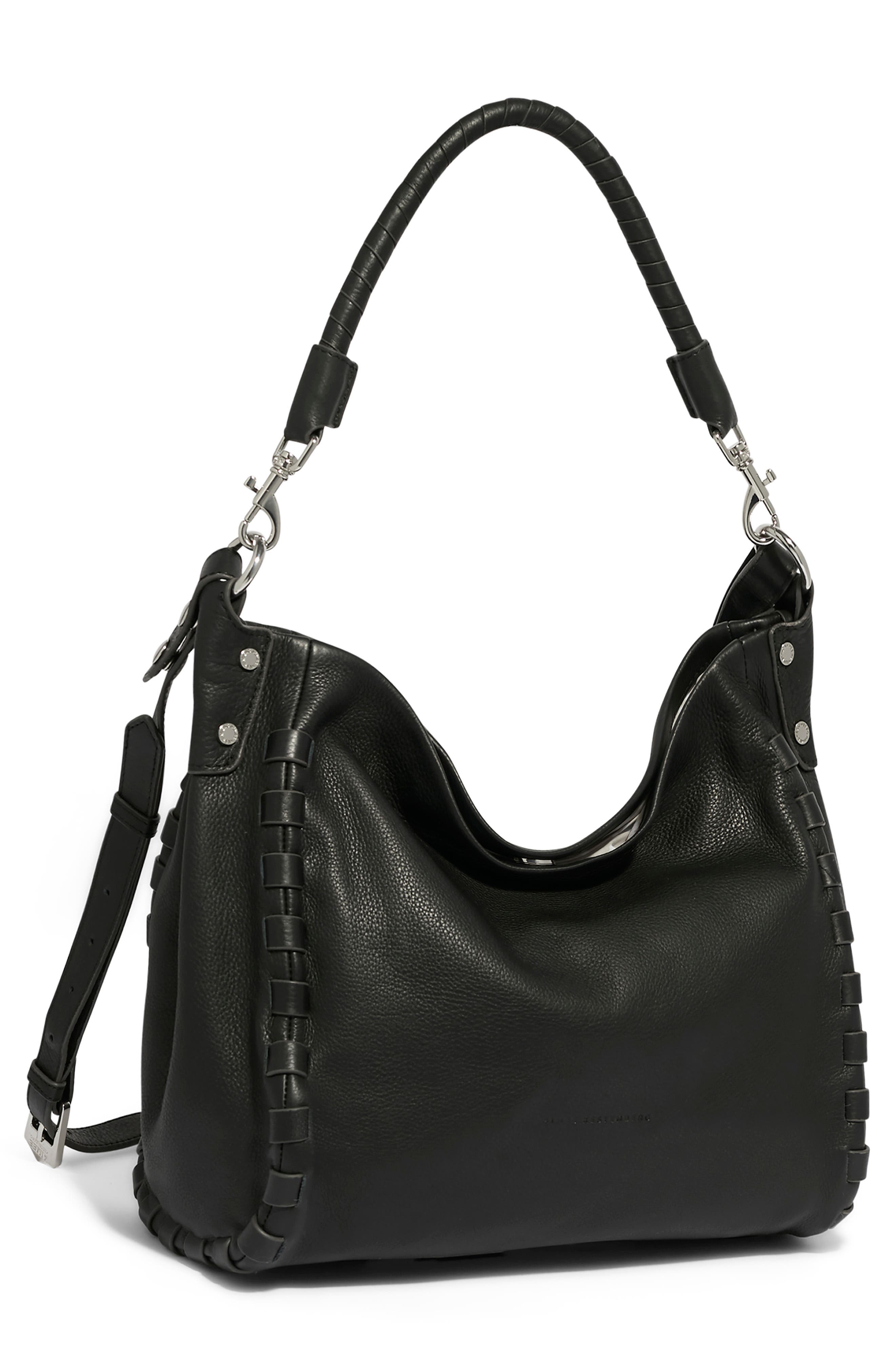 AIMEE Zen Leather Hobo, Alternate, color, Black