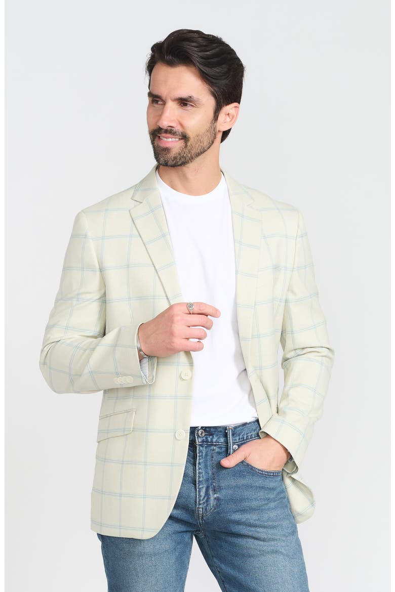 Mayfair Windowpane Notch Lapel Blazer, Alternate, color, CREAM