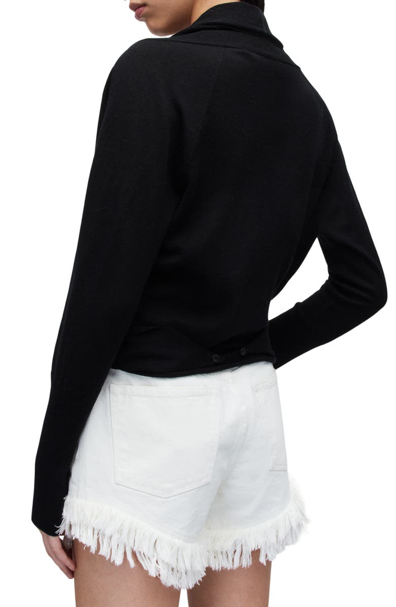 AllSaints Wasson Rib Open Front Wool Cardigan, Alternate, color, 