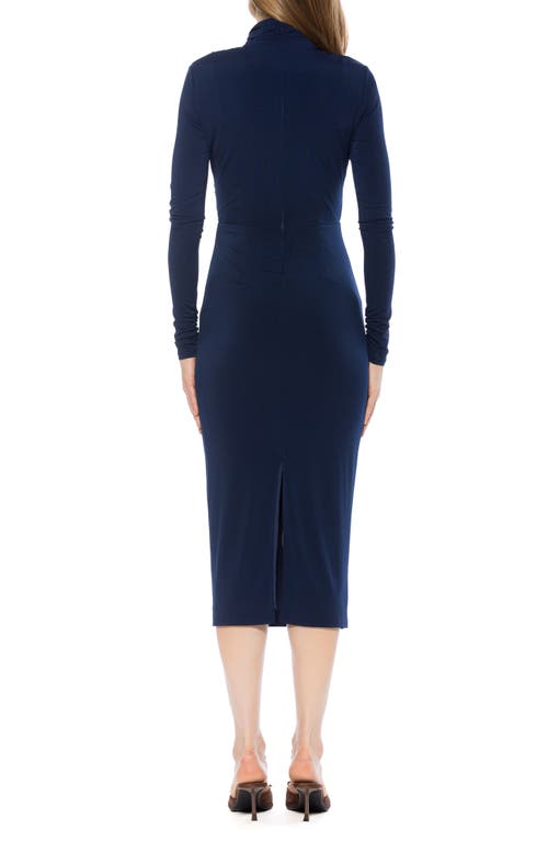 Alexia Admor Elio Draped Bodice Midi Sheath Dress In Blue
