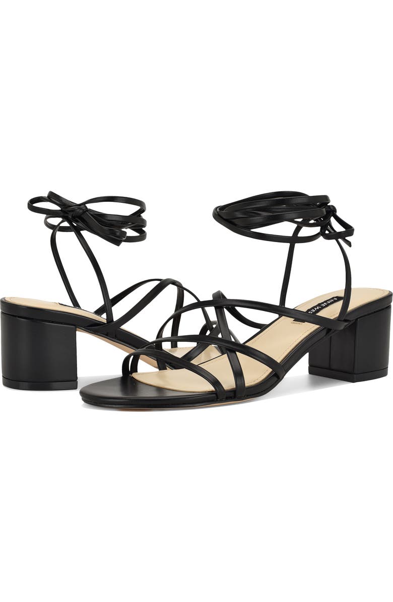 Nine West Aloud Ankle Wrap Sandal, Alternate, color, Black