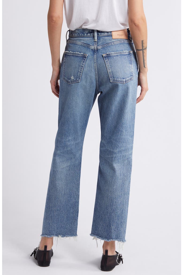 MV Mabel High Waist Distressed Wide Straight Leg Jeans, Alternate, color, BLUE