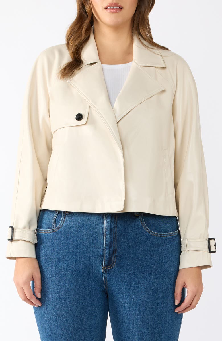 Estelle Karma Faux Leather Moto Jacket, Main, color, Ivory