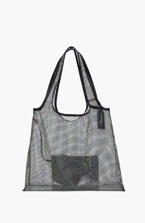 Crystal Embellished Mesh Market Tote Bag