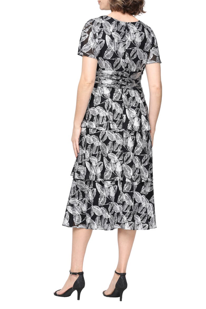 Tiered Tea Length Dress, Alternate, color, BLK SIL
