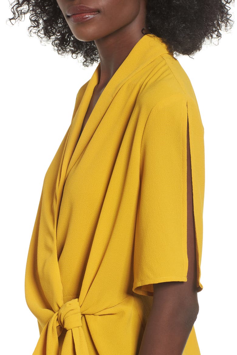 Tie Front Wrap Top, Alternate, color, OLIVE TAWNY