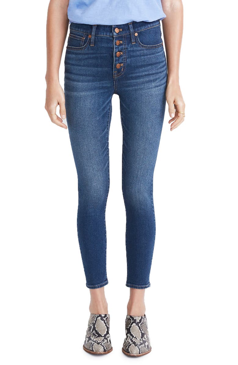 Madewell Button Front Crop Skinny Jeans, Main, color, 
