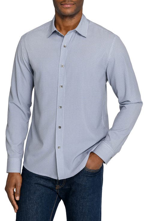 Slim Fit Circle Geo Performance Button-Up Shirt