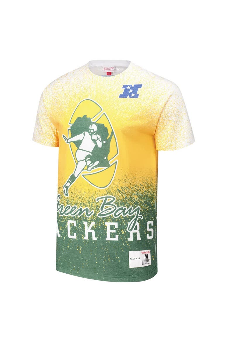 Men's Mitchell & Ness  White Green Bay Packers Team Burst Vintage Logo T-Shirt, Alternate, color, White