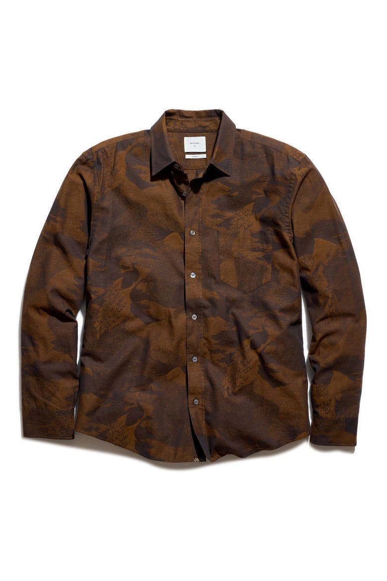 Cypress Archive Peacock Cotton Jacquard Button-Up Shirt, Alternate, color, BROWN MULTI